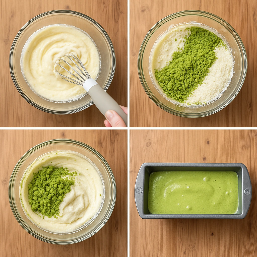 tep-by-step preparation of matcha green tea ice cream