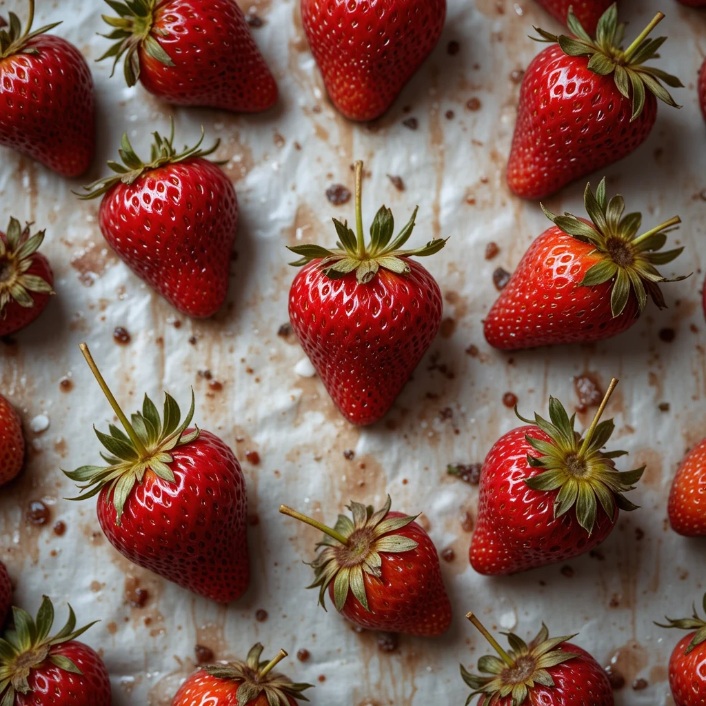 Roasted strawberries on baking sheet for no-churn ice cream