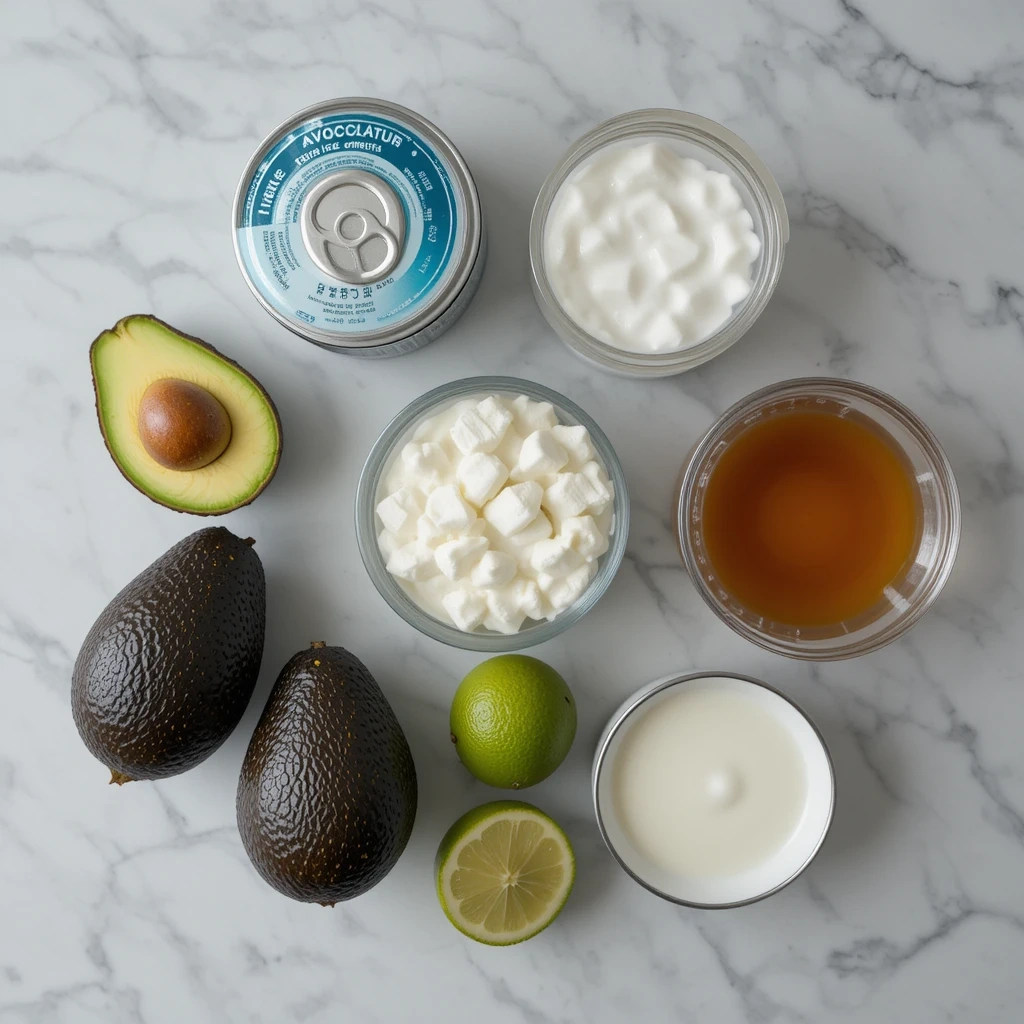 Ingredients for vegan avocado lime ice cream